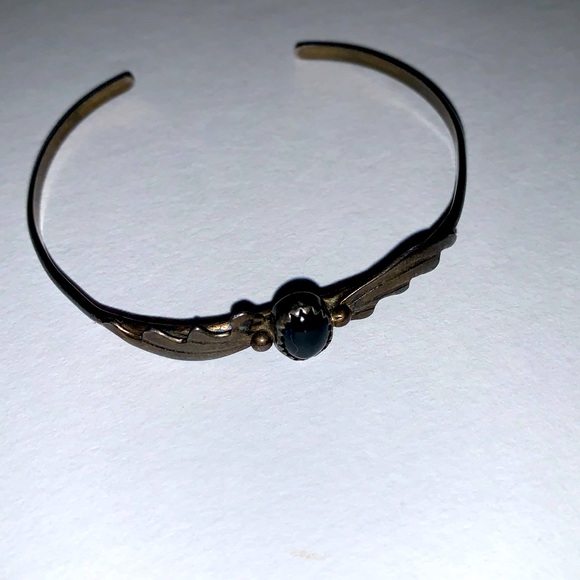 L Notah Navajo Onxy Sterling Vintage 60’s Cuff/Bracelet - Picture 1 of 4